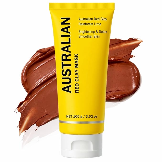 Australian Red Clay Face Mask, Mineral-Rich Detox Mud Mask with Kakadu Plum, Rainforest Lime, Caviar Lime ＆ Desert Lime Extracts (1)