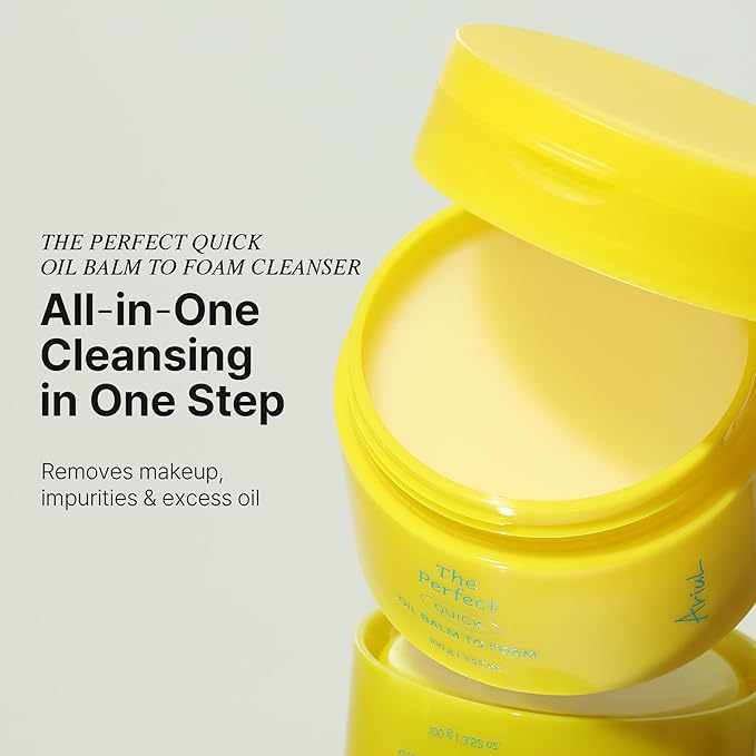 Ariul The Perfect Quick Oil Balm to Foam Cleanser – 3-in-1 Makeup Remover Cleansing Balm, Deep Pore Cleanser with Jojoba, Sunflower & Almond Oils, Korean Facial Cleanser (100g / 3.52 oz)