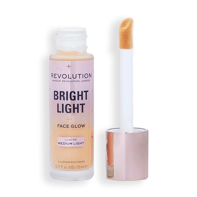 Revolution Beauty London, Bright Light Face Glow, Lightweight & Brightening Multi-Use Skin Tint, Illuminating and Natural Glow Finish, Lustre Medium Light, 0.77 Fl. Oz