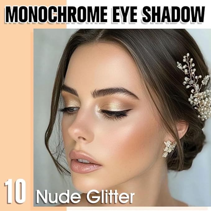 Light Nude Brown Single Shimmer Eyeshadow Makeup, Neutral Powder Eye Shadow for Mature Skin, Nude Sheer Shimmer Eyeshadows Buildable Waterproof, sombras para ojos, Vegan & Cruelty-Free