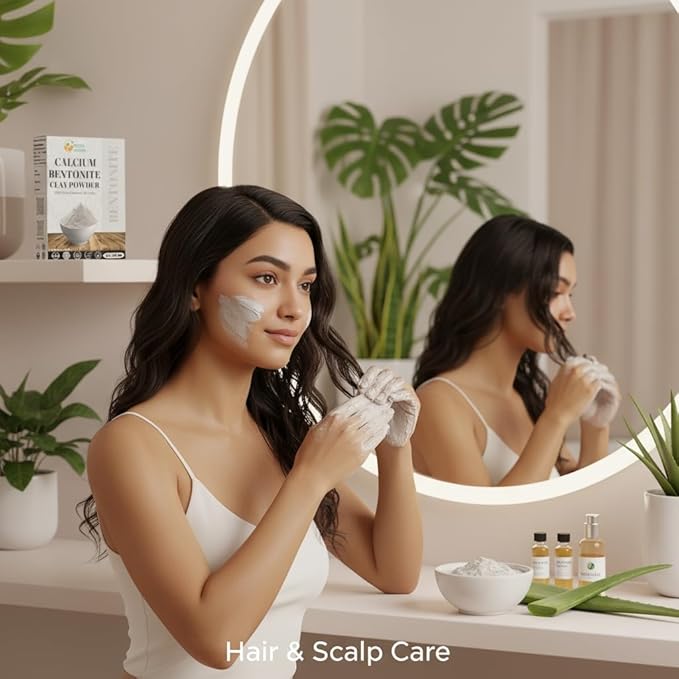 Herbs Botanica Calcium Bentonite Clay Food Grade Powder Indian Healing Clay for Face and Body, Detox Body Wrap, Deep Pore Cleansing Facial, Natural Facial Mask 8 oz / 227 gms / 1/2 lb