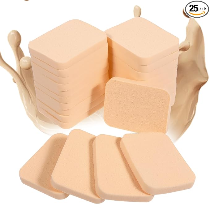 25 Pcs Makeup Sponge Square Make Up Face Soft Sponge Makeup Applicator Sponge Lady Makeup Foundation Puff for Dry and Wet