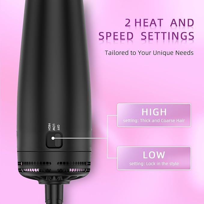 DORISILK Small Dual Voltage Blow Dryer Brush,4 in 1 Blow Dryer Brush for Drying Straightening Curling Volumizing，Travel Hot Air Styler with 2 Inch Oval Barrel