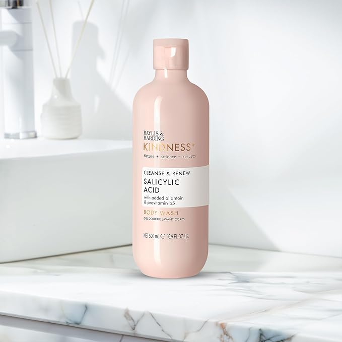 Baylis & Harding Kindness + Salicylic Acid Cleanse & Glow, Dewbury & Lime Leaf Fragrance, 16.9 fl. oz Body Wash (Pack of 3) - Biodegradable Formula - Vegan Friendly