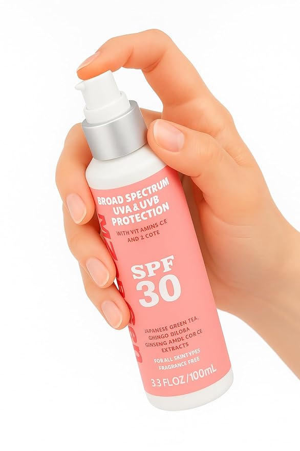 Sunscreen for face - Advanced Protection SPF 30, Full Spectrum UVA/UVB, Fragrance-Free, Lightweight, Vitamins C,E, Zinc Oxide, Japanese Green Tea, Gingko Biloba, Ginseng, Licorice Extracts 3.3 FL.OZ