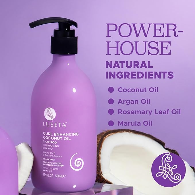 Luseta Curl Enhancing Shampoo Nourishing and Moisturizing for Curly Hair, Repair Damaged Hair, Restore Bounce 16.9 Oz, Gluten Free, Sulfate Free