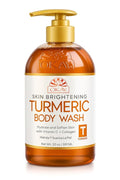 OKAY Turmeric Skin Brightening Body Wash 20 oz – Vitamin C & Collagen Glow Cleanser for Dark Spots & Even Skin Tone