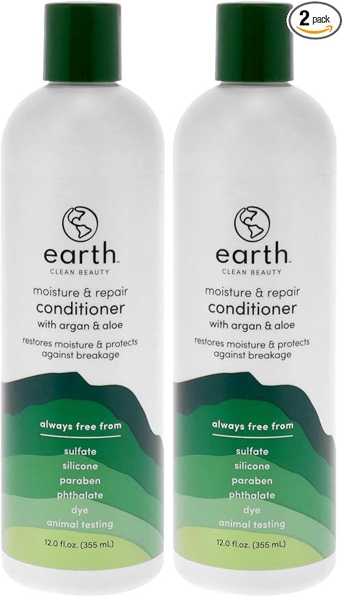 earth Moisture and Repair Conditioner - Hair Conditioner with Argan and Aloe - Sulfate and Paraben Free Conditioner Protects Against Breakage - 12 oz (Pack of 2)