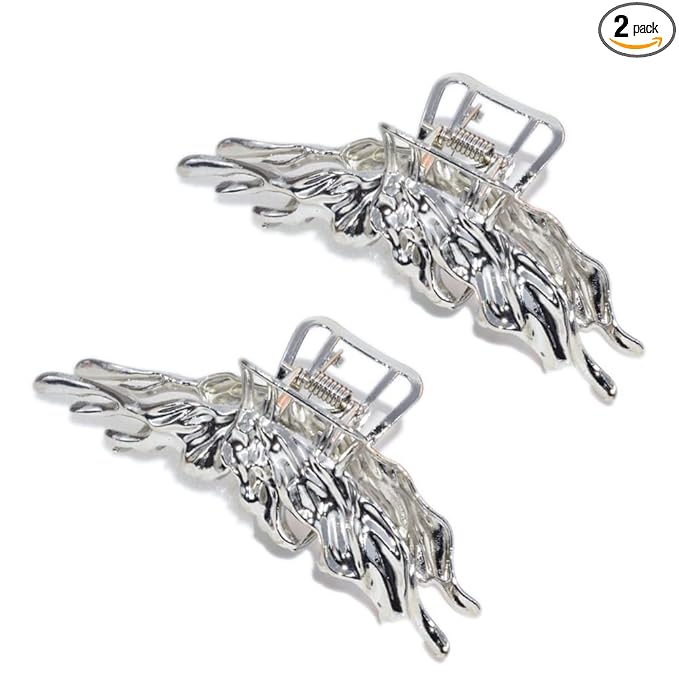 2 Pcs Large Metal Hair Claw Clips - Personality Nonslip Silver Hair Clamps,Perfect Jaw Hair Clamps For Women And Thinner-Thick Hair Styling-Strong Hold Hair-Fashion Hair Accessories (style3)