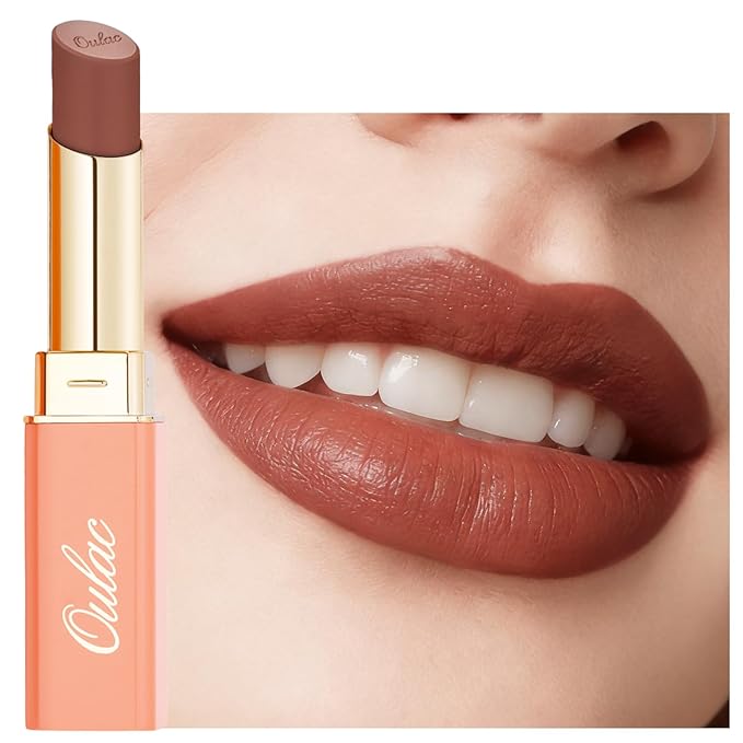 Oulac Color Rich Satin Lipstick - Medium Brown Full Coverage Lip Color, Creamy Silky-Smooth, Moisturizing, Satin Matte Finish, Infused With Shea Butter, Vegan & Clean Beauty, 4g, SG15 Barbara