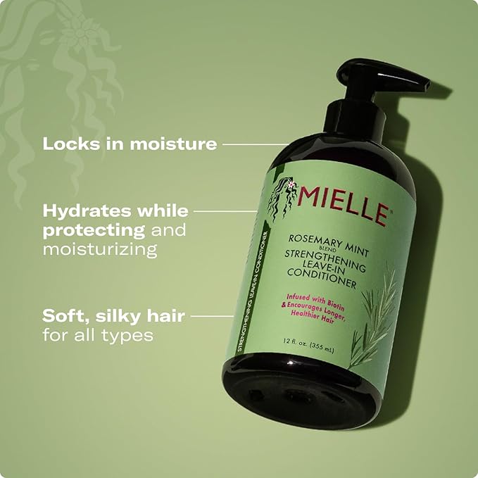 Mielle Wash Day Essentials Bundle - Rosemary Mint Shampoo, Conditioner, Leave-In Conditioner (3 Products)