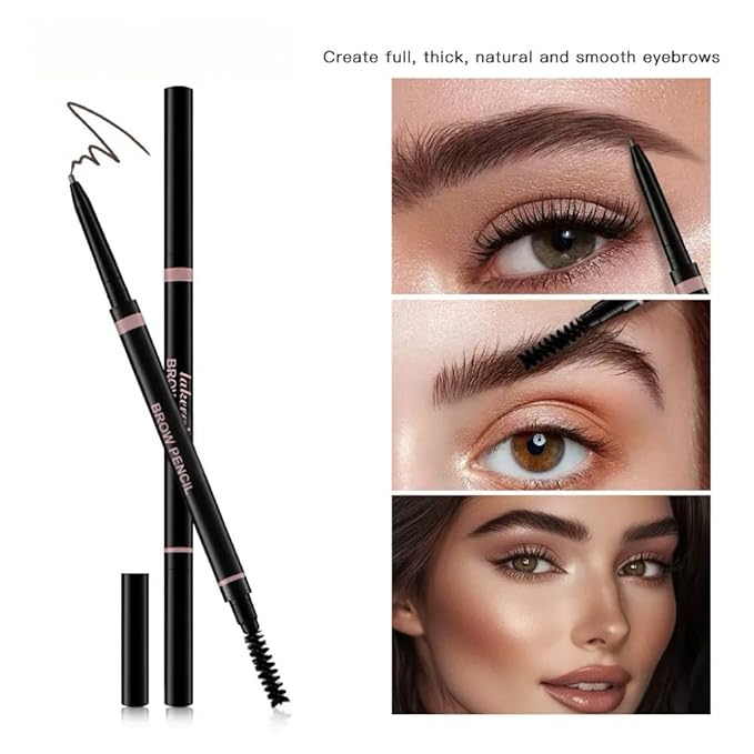 Eyebrow Pencil – Ultra-fine eyebrow pencil, precision nib and spool brush, filler sparse areas, natural eyebrow makeup, waterproof women's eyebrow pen (01# Brown)