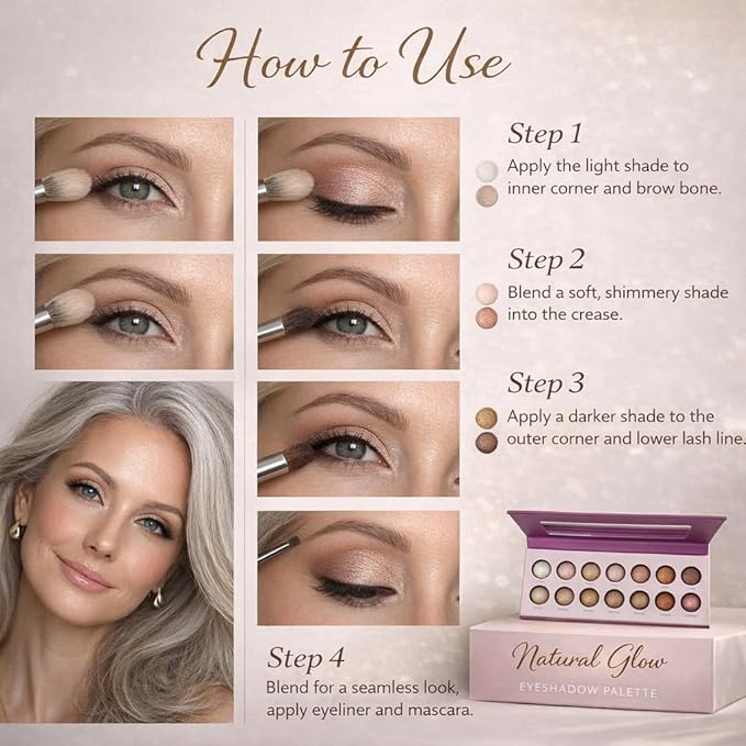 K'APEINE 14-Color Eyeshadow Palette, Matte & Shimmer Warm Neutral Nude, Highly Pigmented Blendable Long-Wear, Everyday Smoky Glam Makeup for All Skin Tones (03#)