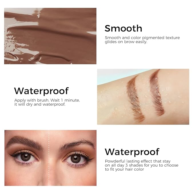 SACE LADY 3D Eyebrow Gel Long Lasting 24 Hours Waterproof Smudge-proof Brow Cream Makeup Kit (02 DARK BROWN, 0.2Fl Oz)