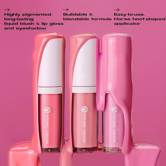 YOUNG VISION Liquid Blush, Long Lasting Korean Liquid Blush, Non-sticky Waterproof Lightweight Face and Cheek Tint, Moisturizing High Pigment Water Tint for Face, Cheeks, Mature Skin