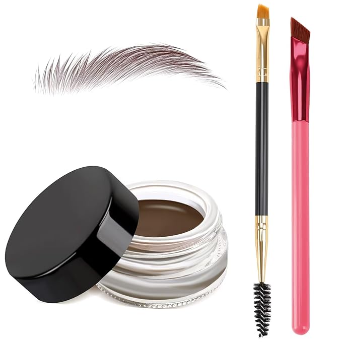 3 IN 1 Eyebrow Gel Kit With 2 Eyebrow Brushs,【High Pigment】,【Waterproof】,【Long Wearing】, Eyebrow Pomade For All Skin Tones, #05 soft-brown