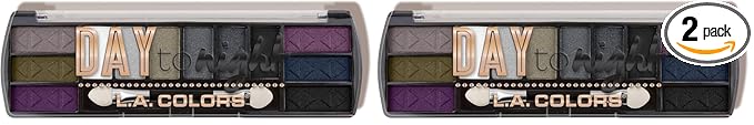 L.A. COLORS Day To Night 12 Color Eyeshadow Palette, Nightfall, 0.28 oz. (CES426) (Pack of 2)