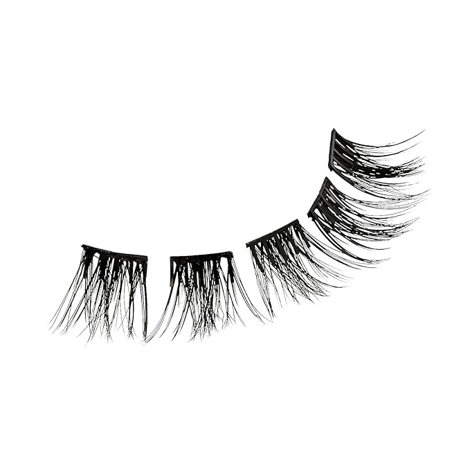 KISS imPRESS Falsies Press On Self Adhesive Eyelashes, 12mm-14mm Glam Volume Press On Lashes, Black, No Glue Needed, Invisible Band, Lash Clusters & Non-Stick Applicator - Spiky 20 Count (Pack of 2)
