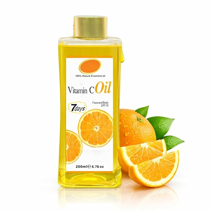 Vitamin C Oil for Massage and Skin Moisturizing, Lightweight Hydrating Body Oil for Dry Skin, Spa Body Care Oil, 200ml / 6.76 fl oz