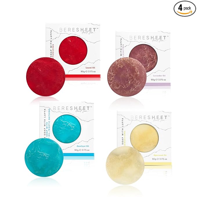 Glycerin Soap Bar – Handmade Exfoliating Cleanser for Face & Body – Deep Cleansing & Moisturizing with Relaxing Aromatherapy – 4 x90g
