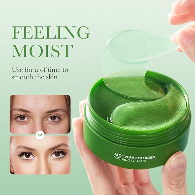 Aloe Vera Eye Masks - 60 PCS Under Eye Patches for Puffiness & Dark Circle, Moisturizing Firming Eyes Gel Pad Patches for Bag Puffiness Daily Skincare, Gifts for Women