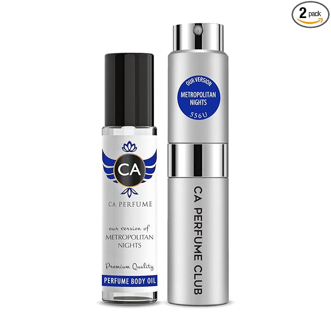 CA Perfume Duo Impression of Metropolitan Nights For Women And Men Perfume Layering Set Long Lasting Travel Size EDP + Body Oil Roll-On Bottle 0.27 Fl Oz+0.33 Fl Oz