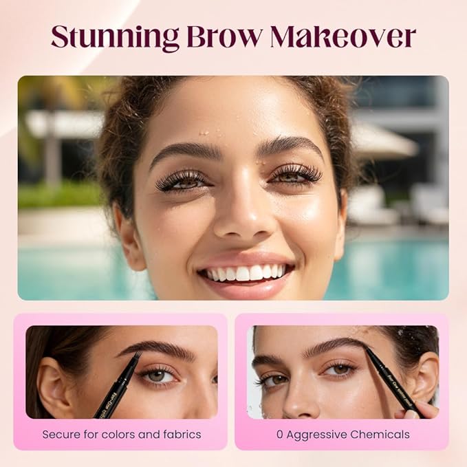 Eyebrow Dye for Men, Waterproof Magic Eyebrow Pencil, Beard Pencil Filler for Men, Waterproof Sweat Proof Long Lasting Eyebrow Makeup for Full, Defined Eyebrows (Brown*2Pcs)
