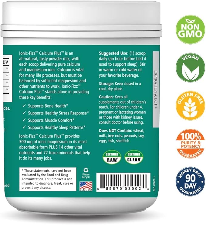 Ionic Fizz Calcium Plus by Pure Essence - Perfect Calcium/Magnesium Ratio with Vitamin A, B, C, D and Potassium Strong Bones - Orange Vanilla - 14.82 oz