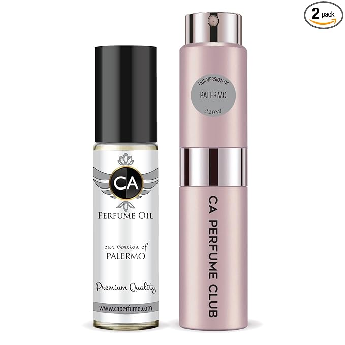 CA Perfume Duo Impression of Palermo For Women Perfume Layering Set Long Lasting Travel Size EDP + Body Oil Roll-On Bottle 0.27 Fl Oz+0.33 Fl Oz