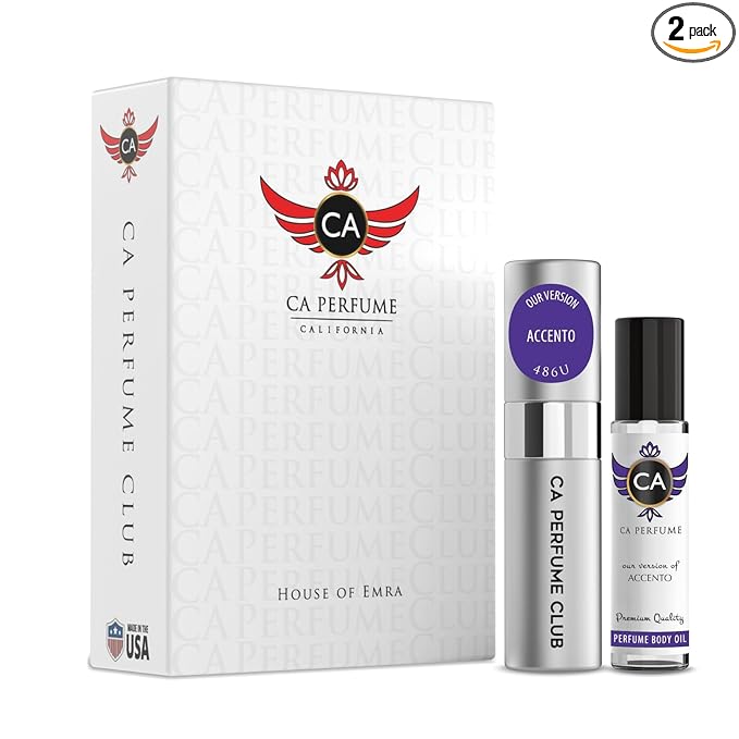 CA Perfume Duo Impression of Accento For Women And Men Perfume Layering Set Long Lasting Travel Size EDP + Body Oil Roll-On Bottle 0.27 Fl Oz+0.33 Fl Oz