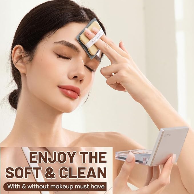 Blotting Papers for Face with Mirror and Puff, 100 Count Bamboo Charcoal Oil Blotting Sheets for Oily Skin, Portable Compact for Purse, Travel, and On-the-Go Touch-Ups