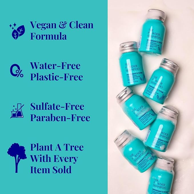 The Powder Shampoo - Powder Shampoo Aluminum Bottle Purifying & Regulating Shampoo (Thyme & Peppermint) - 2.47 oz