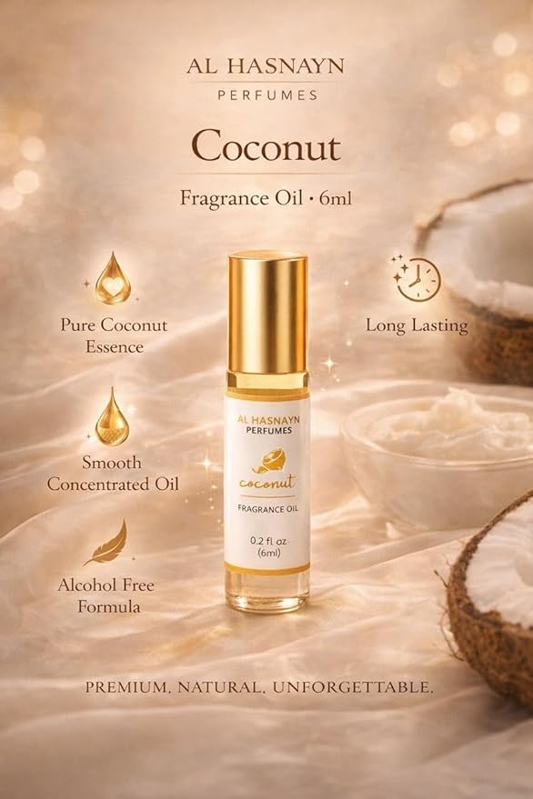 AL-HASNAYN Coconut Fragrance Oil Roll-On Perfume 6ML 0.20 fl oz Alcohol Free Long Lasting Gifts for Men Women