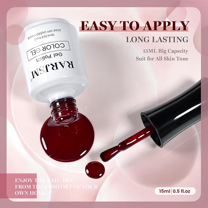 RARJSM Jelly Glass Dark Red Gel Nail Polish Neutral Cherry Mocha Dark Plum Red Sheer Amber Gel Polish 15ml Single Bottle Transparent Nail Gelpolish Soak off UV LED Cured for Home Salon DIY Manicure