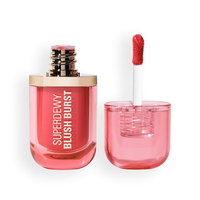 Revolution, Superdewy Liquid Blush Burst, Buildable Color for Cheek, Serum Formula with Peptides & Hyaluronic Acid, Vegan & Cruelty-Free, Watermelon Pop Coral, 0.14 oz