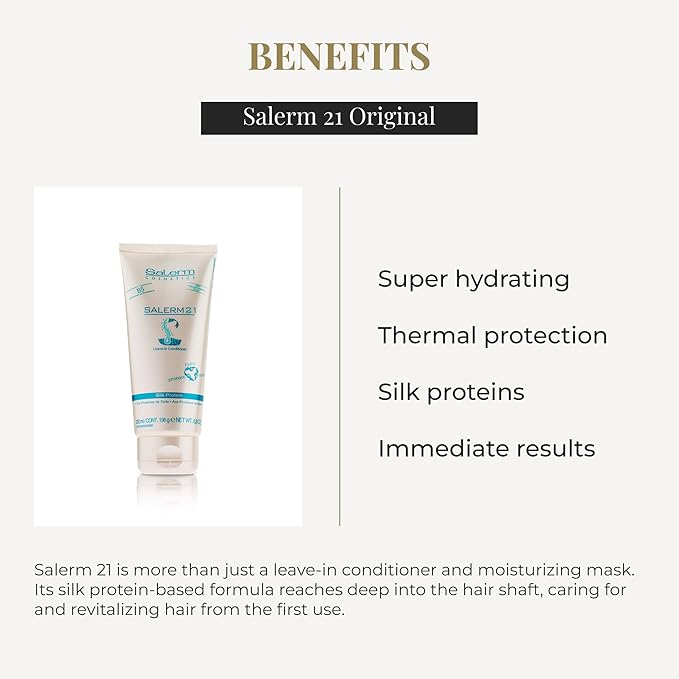 SALERM - Instant Hair Conditioner 21 Silk Protein - 200 ml - Leave-In or Rinse-Out Conditioner - with Silk Proteins - Heat Protector and Hydrating