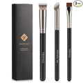 TEOYALL Concealer Brush Set, Flat Top Blush Brush, Angled Nose Contour Brush Ultra-Thin Eyeliner Eyebrow Brush for Flawless Finish (370S/Flat Top/Thin Flat)