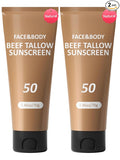 Beef Tallow Sunscreen, Sunscreen for Face, Natural Reef Safe Sunblock for Face Body, Non Greasy Clean Travel Sun Screen Sunblock for Sunmmer Outdoor Travel, 2 Packs