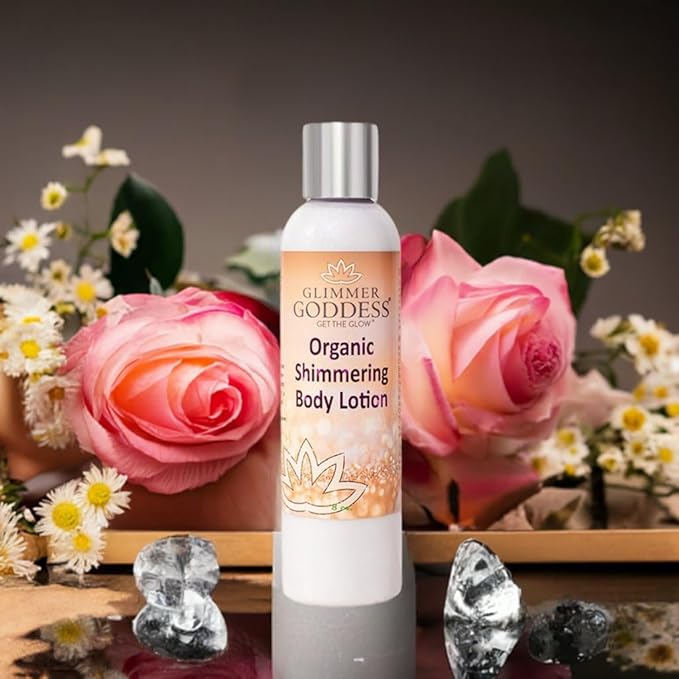 GLIMMER GODDESS Organic Body Lotion - Medium Level 2 Diamond Shimmer, 8 oz