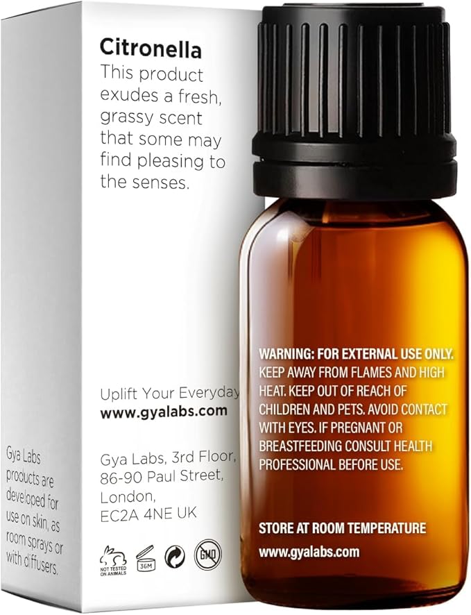100% Pure Citronella Essential Oil - 0.34 Fl Oz - Citronella Oil for Hair, Skin, Diffuser, Aromatherapy & DIY Candle Making Scent