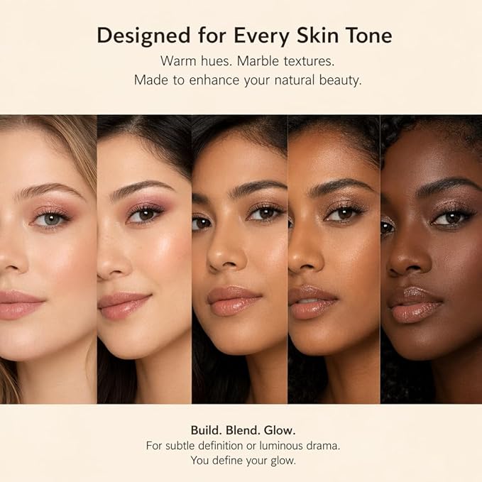9 Colors Baked Makeup Palette, All in One Eyeshadow, Blush, Highlighter and Bronzer, Neutral Warm Tones, Natural Finish, Travel-Friendly Compact (White)