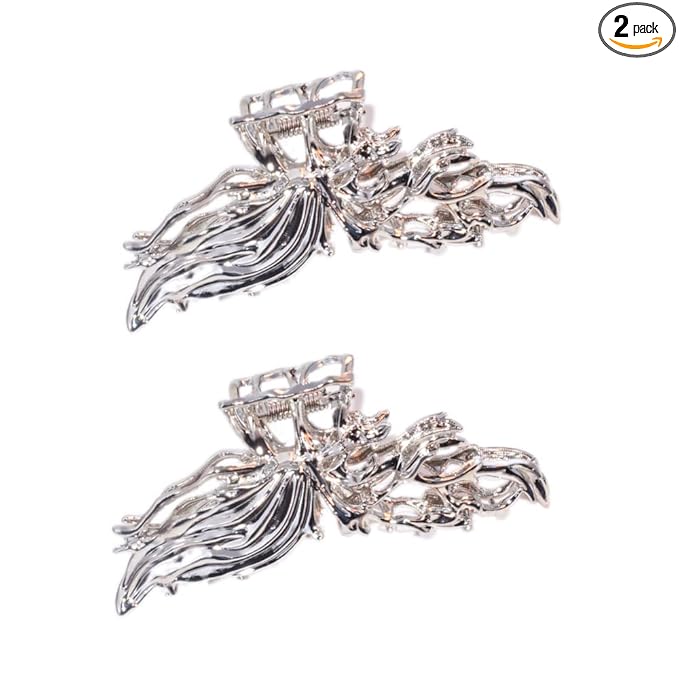 2 Pcs Large Metal Hair Claw Clips - Personality Nonslip Silver Hair Clamps,Perfect Jaw Hair Clamps For Women And Thinner-Thick Hair Styling-Strong Hold Hair-Fashion Hair Accessories (style4)