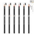 6pcs 2mm Ultra-Thin Eyebrow Pencil with Brush Waterproof Long-Lasting Slim Eyebrow Pencil Peel off Microblading Mapping Pencils (#01 Black)