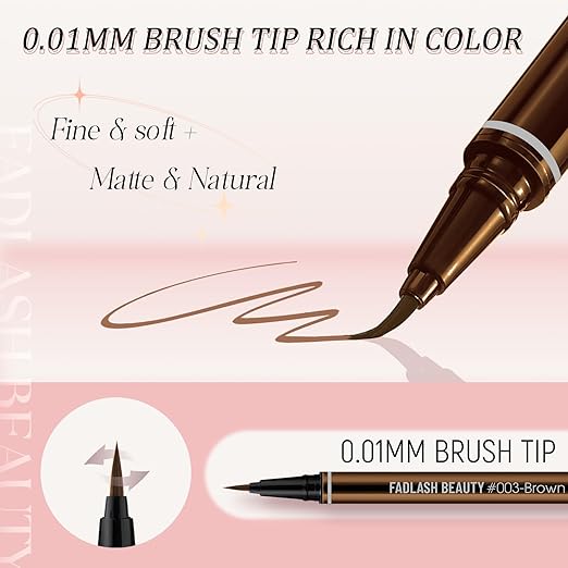 Eyeliner Liquid Eyeliner with Fine Brush for Smooth Application, Waterproof & Smudge-Proof Eye Liner, Long-Lasting Makeup, Highly Pigmented Brown Eyeliner Pencil, Cruelty-Free & Vegan, 0.6ml