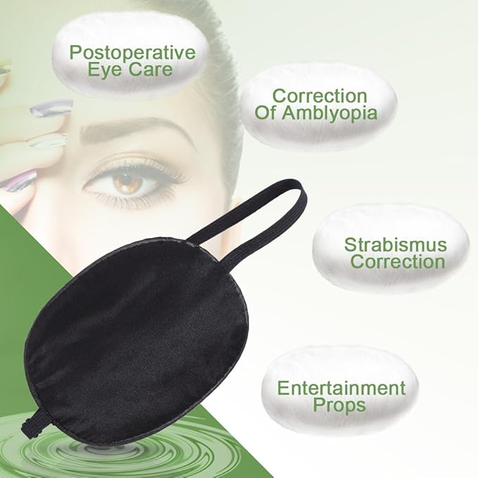 Pure Silk Eye Patch For Adults, Amblyopia Obscure Astigmatism Training Strabismus Correction Black