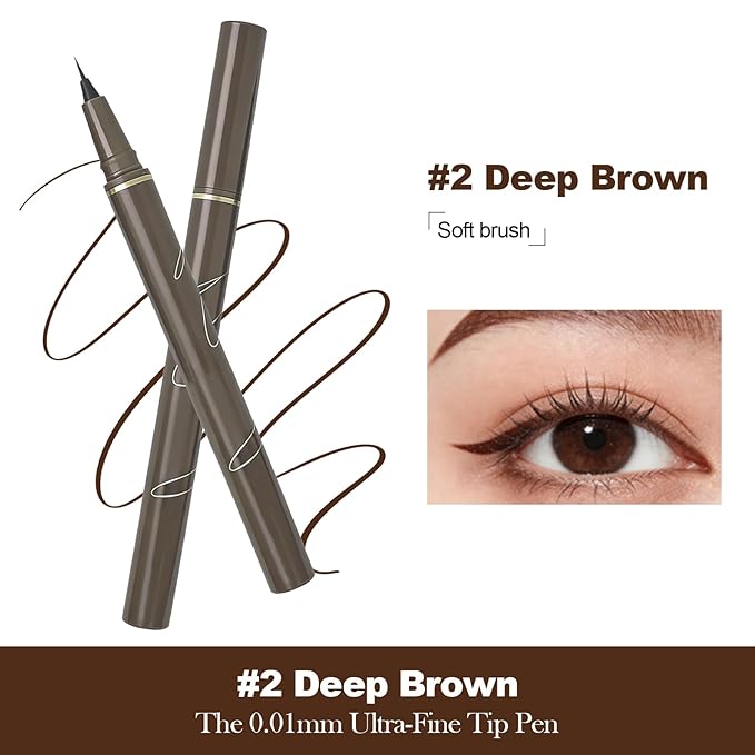 Ultra Fine Liquid Eyeliner Pencils- Slim Felt Tip for Precise Eye Lines, Waterproof, Smudge Proof & Quick-Drying, Winged Liner and Inner Corner. Long Lasting All Day Makeup, Smooth & Lightweight