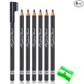 6Pcs Eyebrow Pencils for Women, Wooden Hard-Core Eyebrow and Eyeliner Pencil, Long Lasting Waterproof and Sweat-Proof, Beginner Makeup Brow Pencil With Eyebrow Brush and Pencil Sharpener (Grey, 6Pcs)