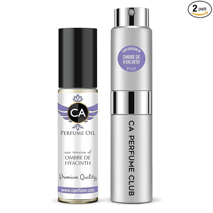 CA Perfume Duo Impression of Ombre De Hyacinth For Women And Men Perfume Layering Set Long Lasting Travel Size EDP + Body Oil Roll-On Bottle 0.27 Fl Oz+0.33 Fl Oz
