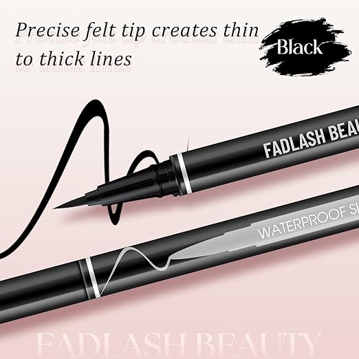 Eyeliner Liquid Eyeliner with Fine Brush for Smooth Application, Waterproof & Smudge-Proof Eye Liner, Long-Lasting Makeup, Highly Pigmented Black Eyeliner Pencil, Cruelty-Free & Vegan, 0.6ml