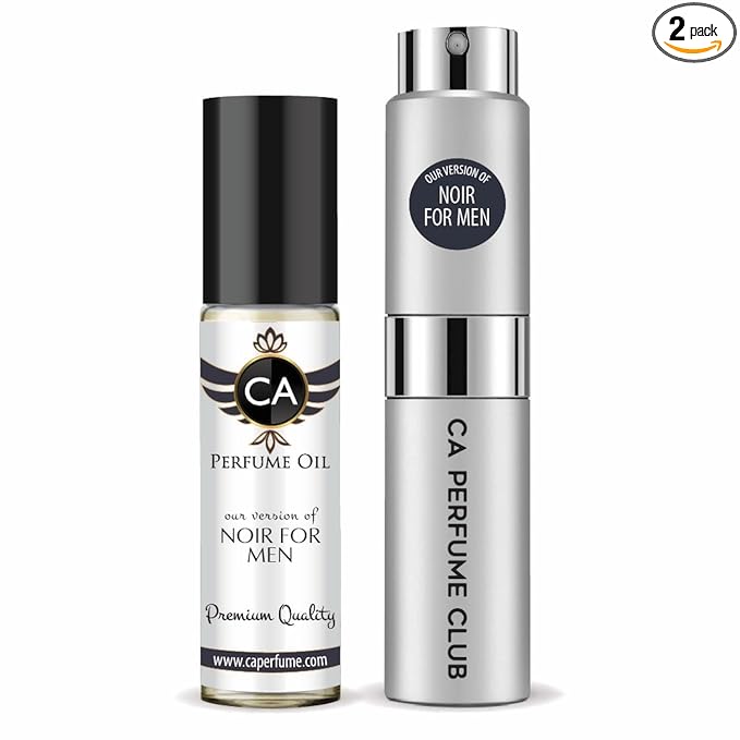 CA Perfume Duo Impression of Noir For Men Perfume Layering Set Mens Cologne Long Lasting Travel Size EDP + Body Oil Roll-On Bottle 0.27 Fl Oz+0.33 Fl Oz